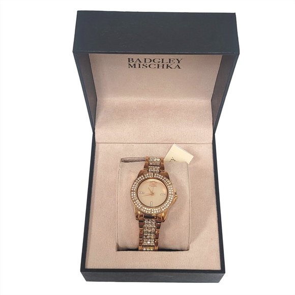 Badgley Mischka BA 1410RGRG Swarovski Crystal Accent Women’s Watch New